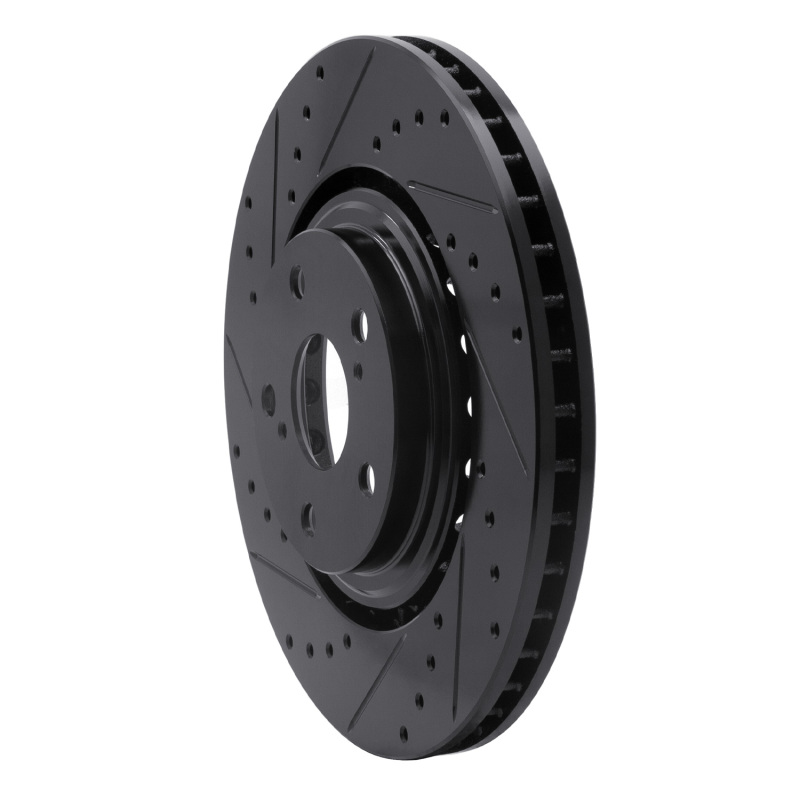 Lexus NX200T Brake Rotor (1) - Front Left - R1 Concepts - Drilled & Slotted - Black - `08-`21